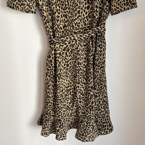 AQUA Women Leopard Print animal print short sleeve sexy Wrap Dress V-Neck XS NWT - Picture 11 of 11